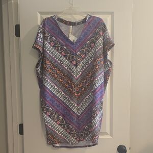 Uncle Frank Multicolor Chevron V-Neck Blouse